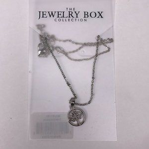 The Jewelry Box Tree of Life Round Pendant Silver Tone Chain 16-18" NEW